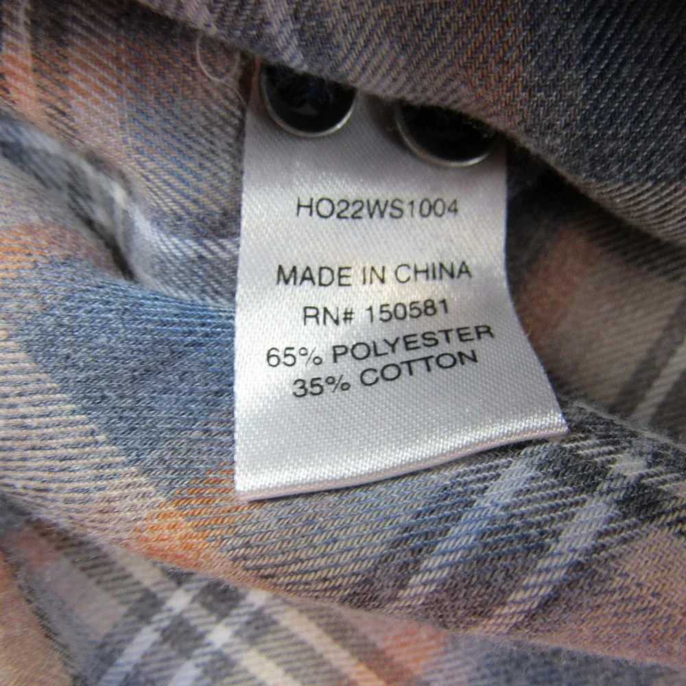 Flag & Anthem Plaid Button Down Mens Large Blue Orange Excellent HO22WS1004